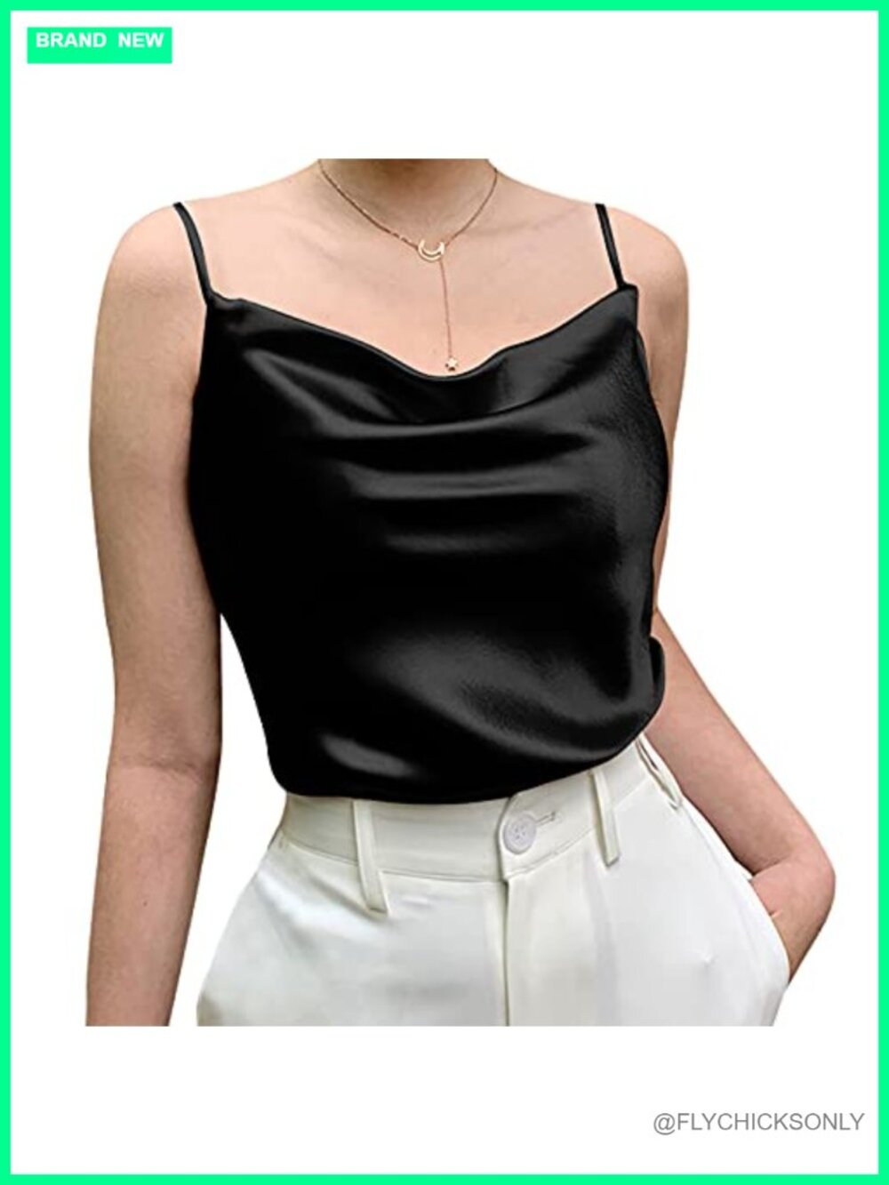 Women's Silk Satin Tank Top Sleeveless Cowl Neck Camisole Blouse